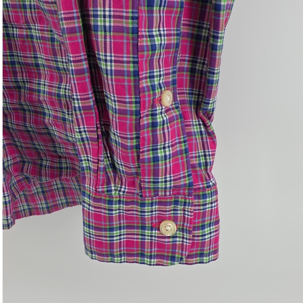 Ralph Lauren Mens Medium Pink Plaid Button Down Shirt Long Sleeve Cotton - Picture 4 of 9